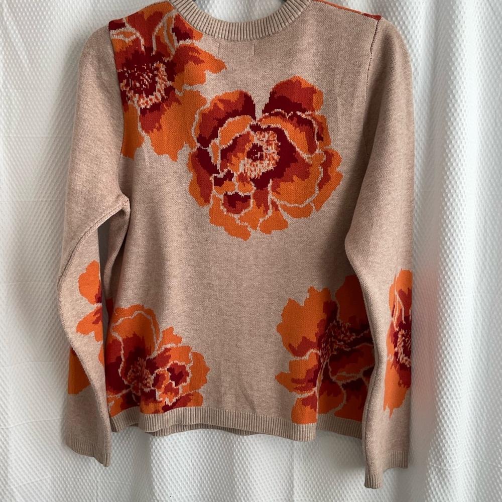 Cynthia Rowley Crewneck Floral Sweater Size L - Picture 5 of 7